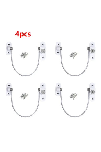 C83-White 4pc Set Window Door Cable Restrictor Ventilator Baby Kids Child Safety Security Chain Lock