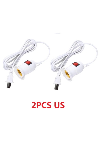 2pcs US 2.3M 1/5PCS 2.3M E27 Hanging Indoor Plants Light Holder Garden Lampholder Cable EU /US with