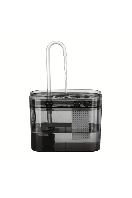 1.5L USB Transparent Cat Water Fountain with USB Auto Filter Recirculate Transparent Black Cat Drink