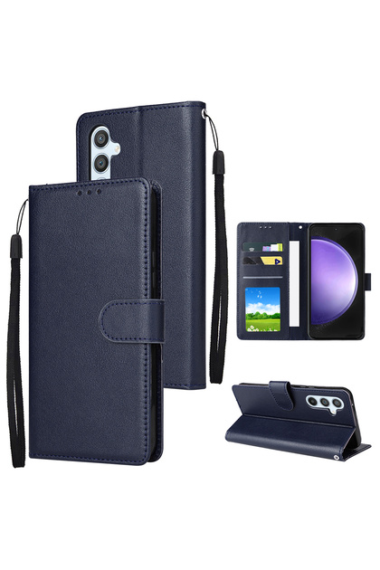 Galaxy S25 Blue Wallet Magnetic Flip With Card Slot Kickstand Leather Case For S25 Ultra S24 Plus