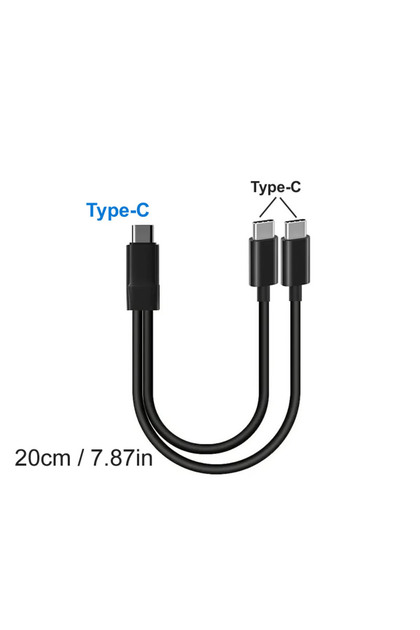 C to 2xType-C 20cm 5V Dual USB C Multi Type C Splitter Cord 20cm Short 2 in 1 Type C Micro USB Charg