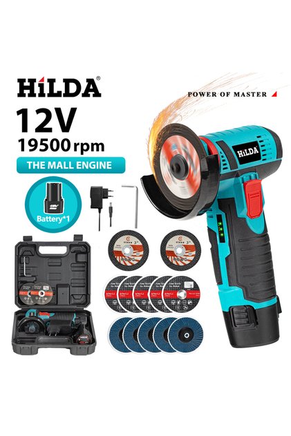 HILDA EU AB174 HILDA 12V Miniature Rechargeable Mini Angle Grinder with Battery Cutting Blade Polish