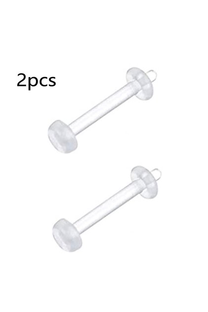 1.2x10mm H 2pcs Clear Surgery Bioflex Nose Rings Belly Rings Septum Eyebrow Lip Cartilage Earring In