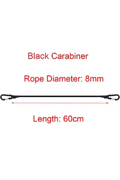 Black 60cm 30-150CM Outdoor Elastic Rope with Black Hook Lightweight and Suitable for Luggage Packag