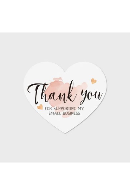 50pcs 159F 50/100PCS Thank You Cards for Support My Small Business Paper Cards Pink Love Heart Shape