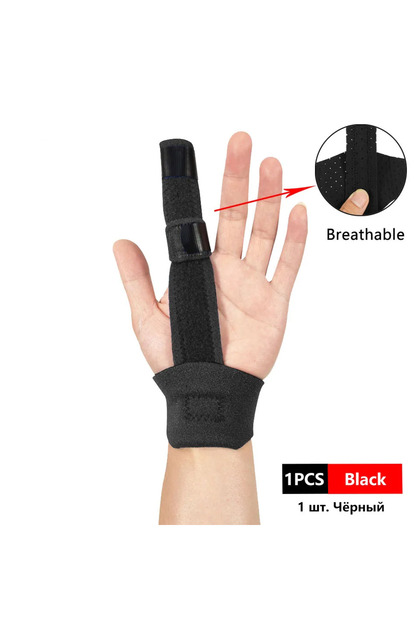 Black-Breathable 1PCS Finger Splint Brace Thumb Care Adjustable Support Stabilizer Built-in Aluminum
