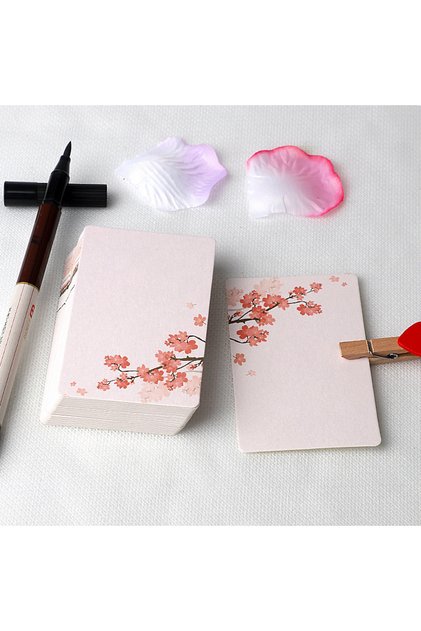 20Pcs L 20/40Pcs Blank DIY Card Chinese Style Paper Small Card Word Flower Pattern Greeting Card For