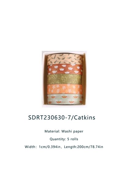 SDRT230630-7 5 Rolls Forest Washi Tape Set Colorful Flowers Watercolor Plants Masking Tape Scrapbook