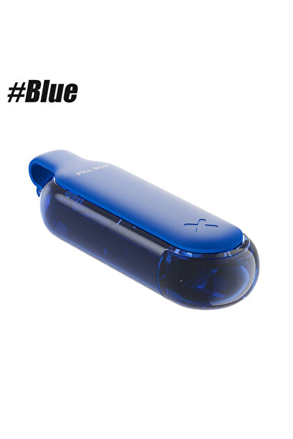Blue Pill Dispenser BPA-Free 4 Compartments Travel Medicine Organizer Case with Slide Open 4-Times-a
