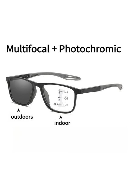 +150 gray 3in1 Photochromic Multifocal Reading Glasses Progressive Look Far and Near Eyeglasses Men