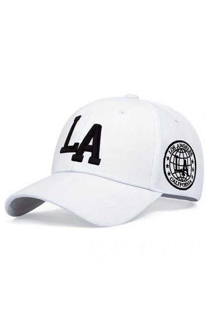 White Unisex La Letter Embroidery Baseball Caps Spring and Autumn Outdoor Adjustable Casual Hats Sun