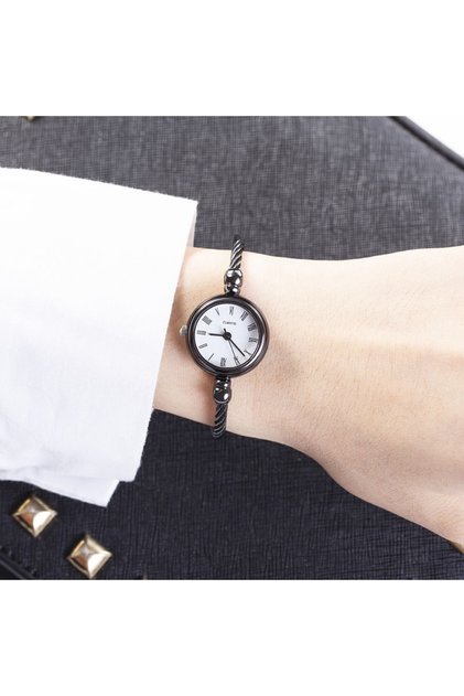Roma Black-white YIKAZE Women Watches Small Gold Bangle Bracelet Watch Stainless Steel Retro Ladies