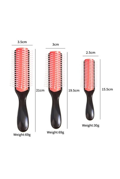 Pink small 9-Row Detangling Hair Brush Denman Detangler Hairbrush Scalp Massager Straight Wet Comb f