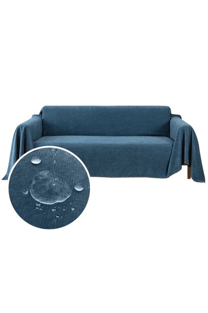 XL(180x260cm) Navy Waterproof Sofa Blanket Multipurpose Solid Color Furniture Cover Durable Fabric D