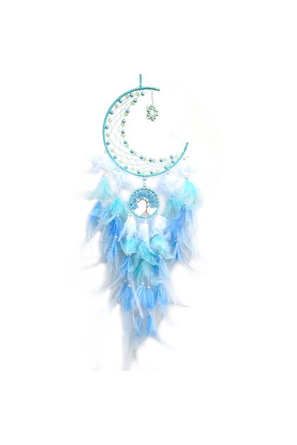 Blue 1Pc Moon Dream Catcher Handmade for Bedroom Feather Dream Catchers for Home Decoration Ornament