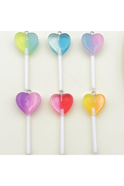 SN509 6/10Pcs Colorful Resin Imitation Food Lollipop Charms For DIY Handmade Jewelry Making Accesso