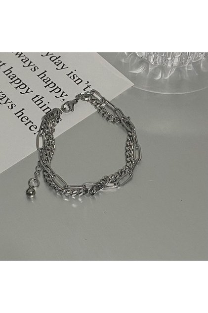 Silver-A3 1PC Double-layer Zircon Bracelet Niche Design Black Gem Wrap Lovers Girl Bracelet Gift