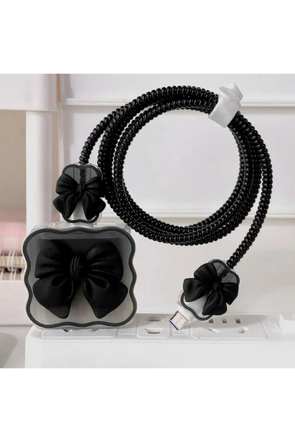 منظم كابلات شاحن Black01 لحماية أجهزة iPhone 15 و14 و11 و17 (18 واط و20 واط) وحماية الشحن D
