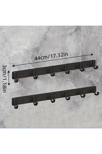 2pc 6 Hooks 1pc Wall Mounted Hook Rack Aluminum Wall Hook Bathroom Towel Rack Suitable For Clothes C