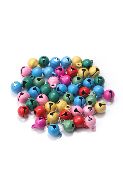 6mm 50pcs/lot Small Jingle Bells Beads Mix Colors Loose Charm Bell For Handmade Christmas Party Deco