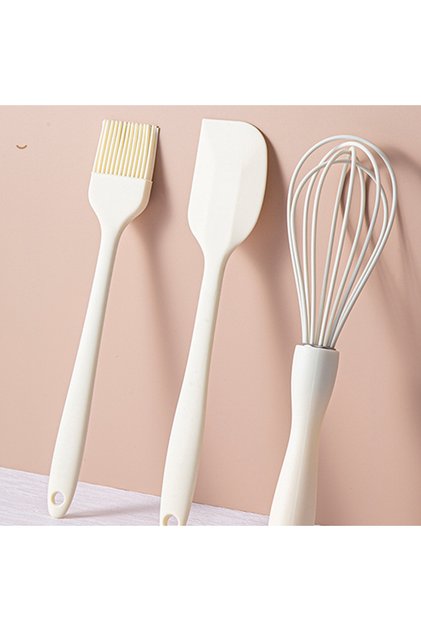 three set Silicone Baking Set Cake Cream Spatula Scraper Kitchen Household Egg Whisk Barbecue Oil Br