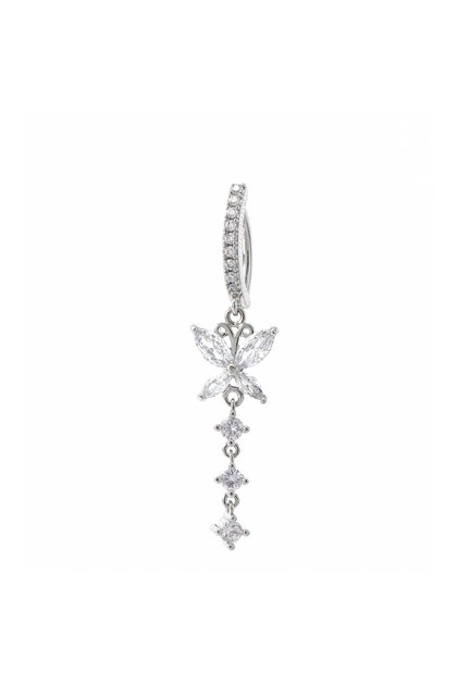 Silver Kuniu 1pc Fashion Personalized Butterfly Pendant Zircon Belly Ring Women Piercing Body Jewelr