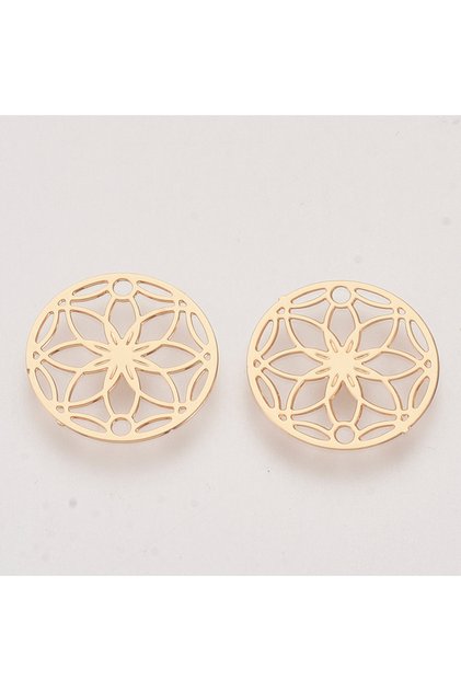 AECH02-10217 20pc Brass Links connectors Etched Metal Embellishments Long-Lasting Plated Flower of L