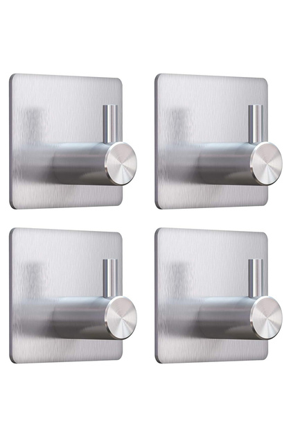 silver-4pcs Modern style stainless steel adhesive hooks for bathroom room kitchen clothes hats clutt