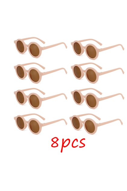 pink-8pcs Children's sunglasses, inset style round frame, 1-7 year old baby sunglasses, sun shading