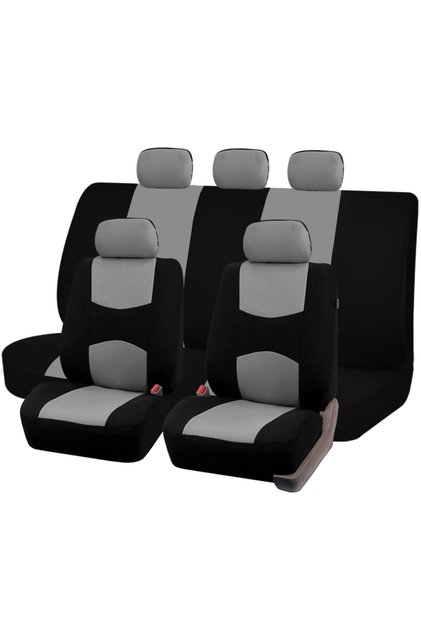Gray Set Plain Fabric Bicolor Stylish Car Seat Covers Universal Polyester Car Seat Cover Set Fit Mos