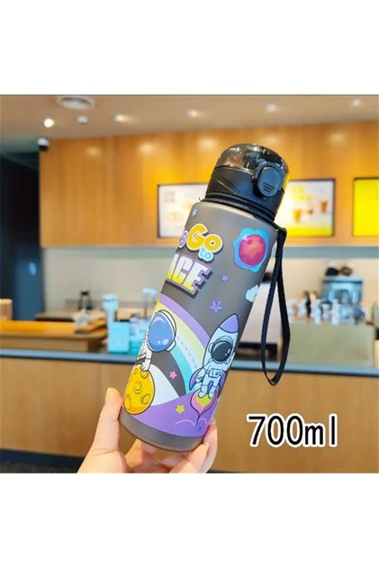 700ml Black 700ml Cosmic Astronaut Themed Insulated Water Bottle Leakproof Flip Lid Carrying Strap P