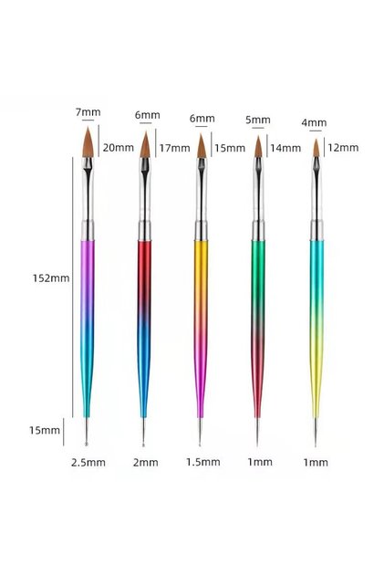 22 5/20Pcs Nail Art Brush Design Tip Painting Drawing Carving Dotting Pen FlatFan Liner Acrylic Gel