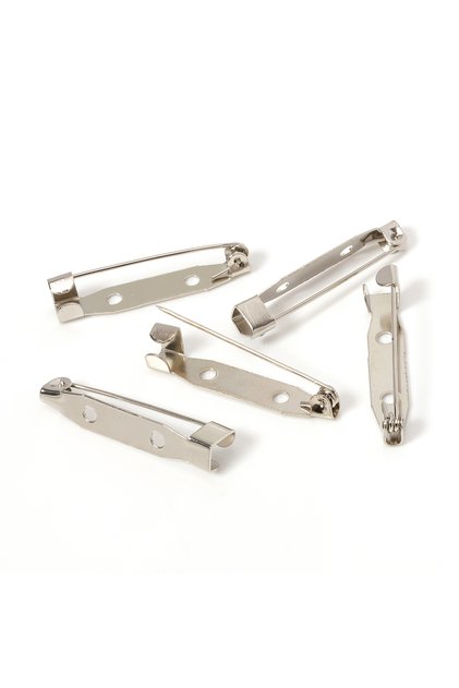 25mm Rhodium 50pcs 15-40mm Brooch Clip Base Pins Silver/Gold Color Blank Safe Lock Brooch Pin Base B