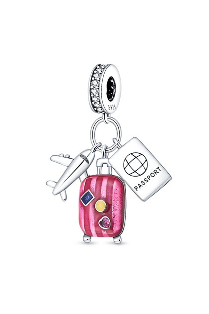 PAC291 مرآة سحرية مطلية بالفضة عيار 925، عطر، أميرة، ملاك، صندوق، خرز وردي، تناسب بانداش 925
