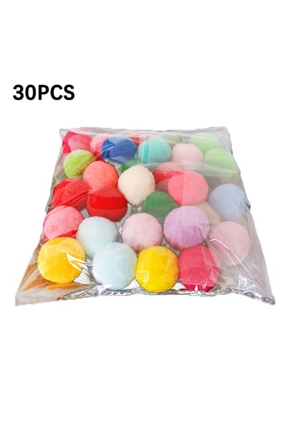 One Size C 30Pcs 1.6"/4cm Cat Toy Balls Bulk Soft Kitten Pompon Toy Indoor Cats Interactive Play Tra