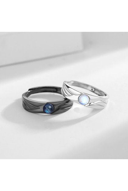resizable qd176 New Simple Couple Rings Silver Color Sun Moon Adjustable Open Ring For Women Men Wed