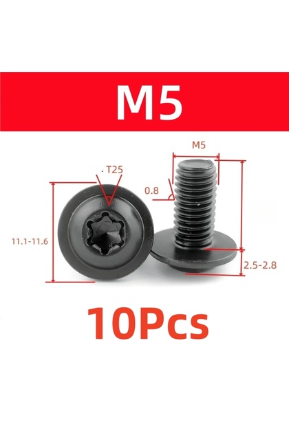 12mm M5-10Pcs 5/10Pcs 304 Black Stainless Torx Screws M5 M6 Wear-Proof Anti-Scratch Washer Head for