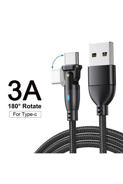 كابل USB من النوع C إلى USB-A بطول 2 متر باللون الأسود AUFU كابل USB من النوع C 3A سريع الشحن للغاية كابل بيانات كابل USB للهاتف