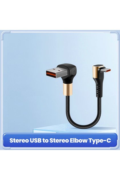 0.15m Stereo A to C 0.15M 0.25M 0.5M Short USB C Cable 66W Double Elbow USB A To Type C Fast Chargin