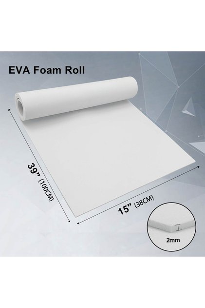 White-Thickness 2mm EVA Foam Roll Sponge Paper 2mm-10mm Thick 39"x15" DIY Cosplay Foam Sheet Pliab