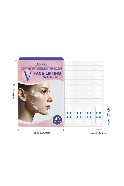 40Pcs Lifting Face Stickers Invisible Transparent Thin Face Patches Lift Tape V-Shape Chin Patch Fac