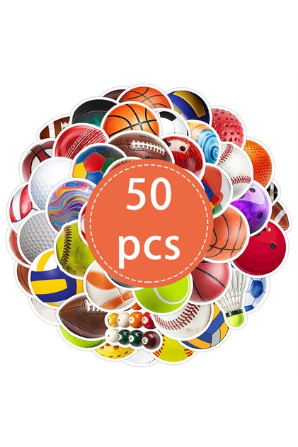 50PCS-TZ-456 Mixed Ball Sports Stickers 50PCS Basketball Baseball Football Volleyball Soccer Waterpr