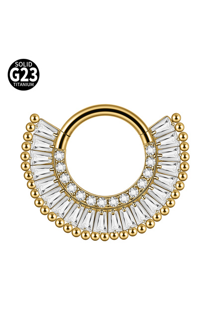 1PC Style 8 gold 1pc G23 Titanium Split Ring with Multi Slanted Marquise Round White CZ Septum Nose