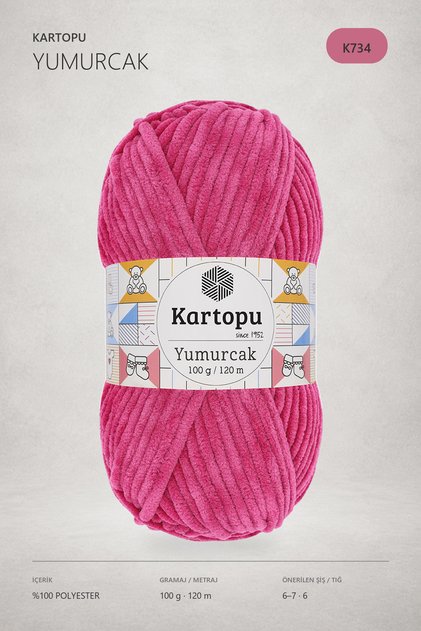 K.artopu Yumurcak Kadife El Örgü Ipi Fuşya K734