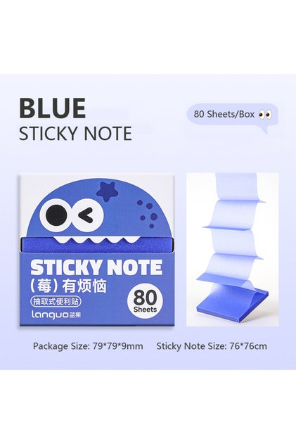 Blue ​80 Sheets/Box Pull-Type Sticky Note Pearlescent Transparent Paper Self-Adhesive Memo Pads for
