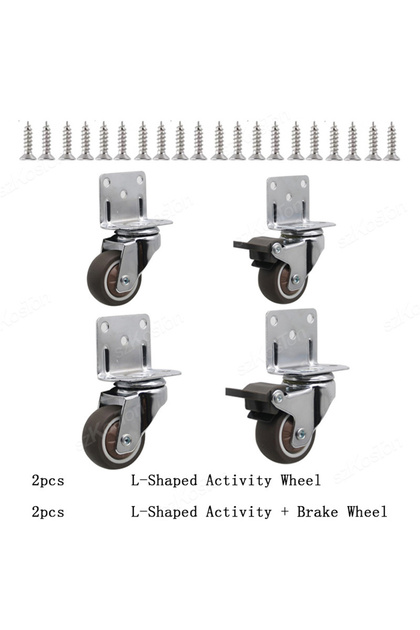 1.0 Inch 2Activity 2Brake 4pcs Universal Swivel Casters Heavy Duty Furniture Wheel Castor Silent Tro