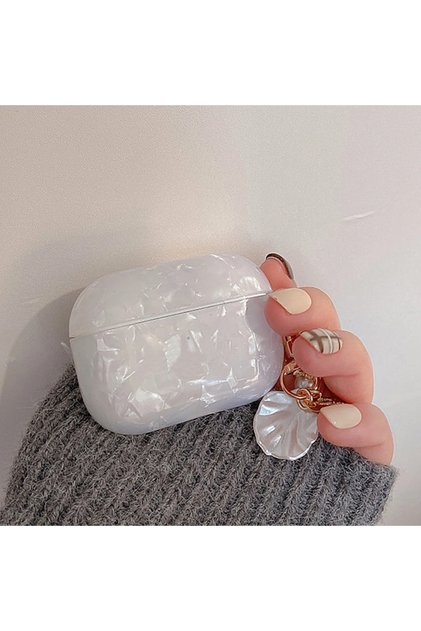 For airpods 3 Snow Dreamy Pearl Shell Soft Case with Keychain For AirPods 4 Airpods 3 2 1 Pro 2 Wire