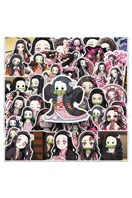 Bandai 50PCS 10/30/50pcs Girl Kamado Nezuko Demon Slayer Stickers Anime Decals DIY Computer Motorcyc