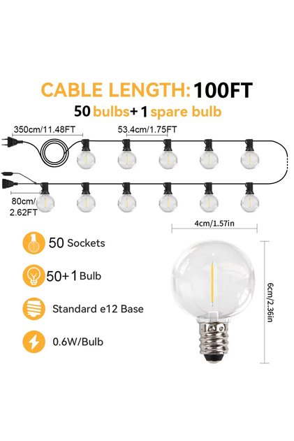 EU Plug 100FT 30M 50LED Outdoor Garland Light String 8M 24M 30M 36M Globe Bulb Fairy String Light fo