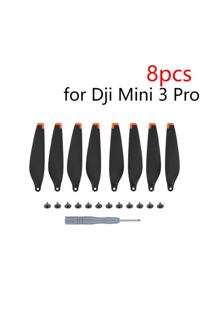 8PCS Black Orange 8X Precise&Flexible Propellers for DJI Mini 3/3 Pro Props Blade Replacement Light